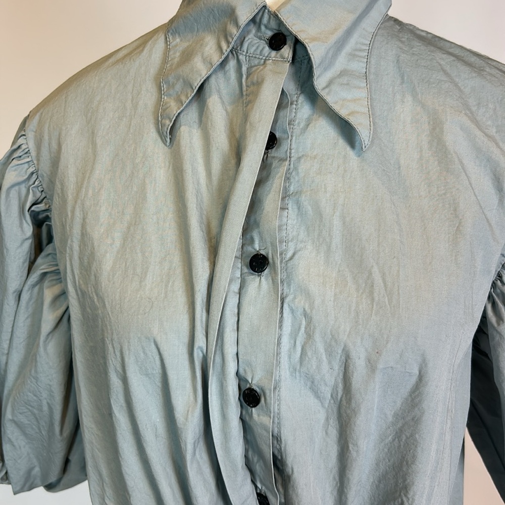 S/W/F | Tranquil Blue Puff Sleeved Drawstring Waist Mini Dress | Small - Picture 14 of 16